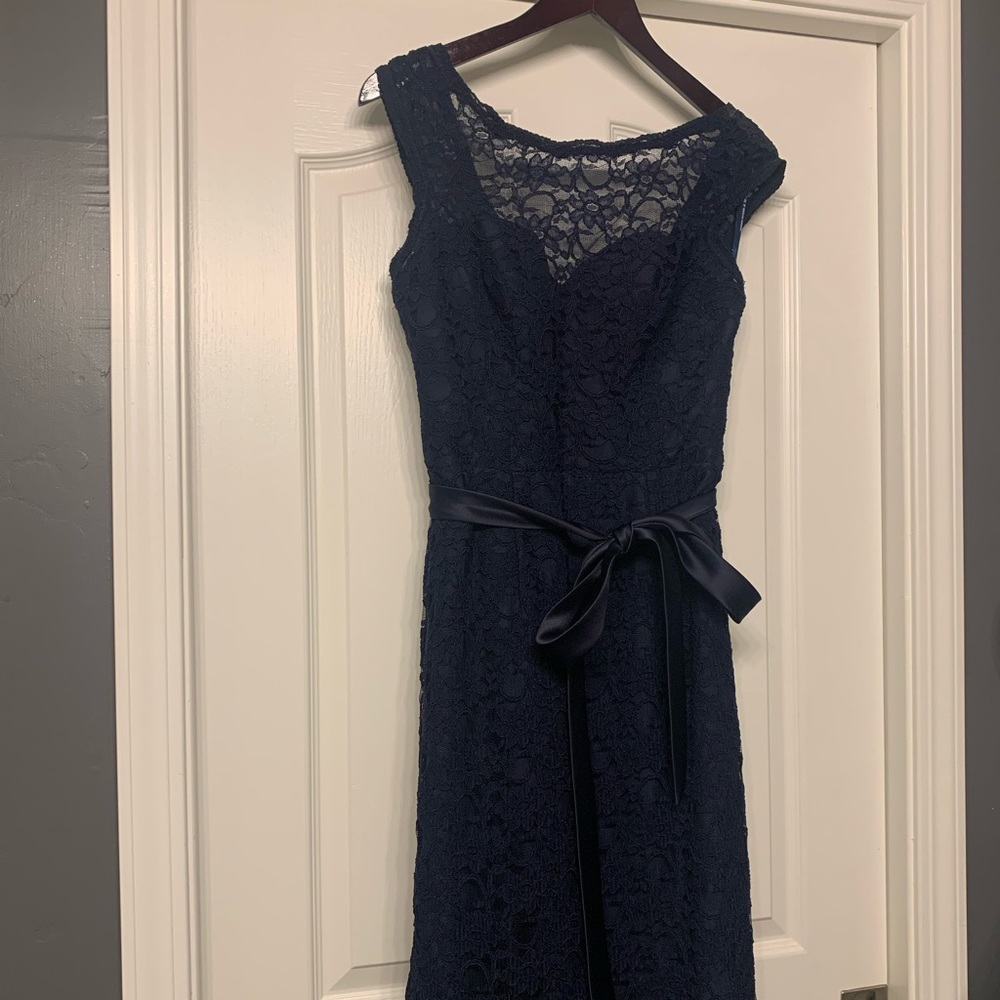 Mori Lee, navy, lace bridesmaid dress. Size 12